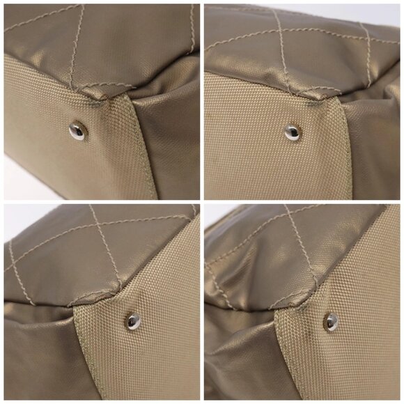 CHANEL Paris Biarritz Shoulder Bag Coated Canvas Beige Silver CC Auth BA4004 - Picture 13 of 15